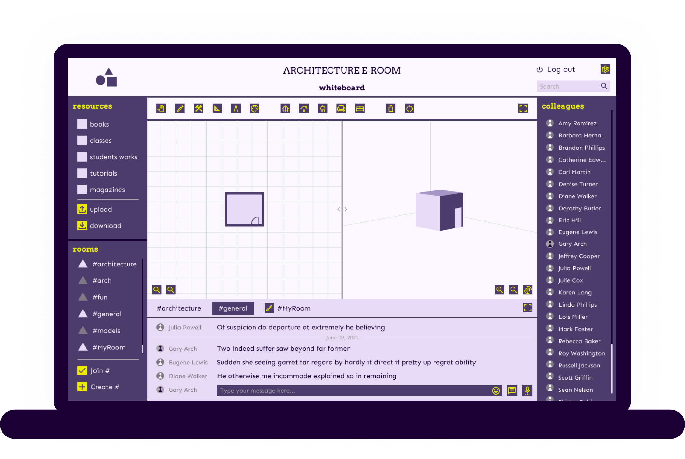 e-room laptop screen prototype